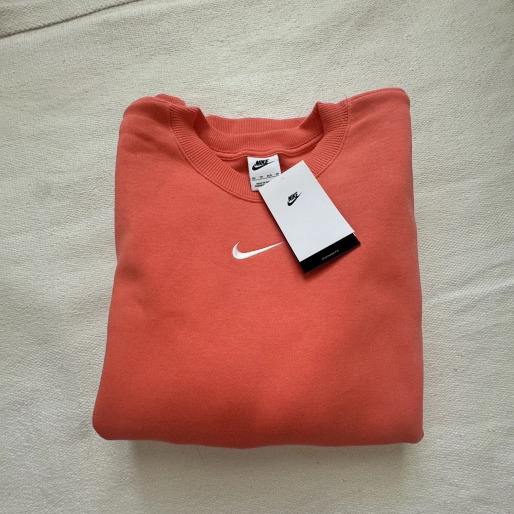 Nike Sweater Orange Crew Neck Pullover Fleece XS